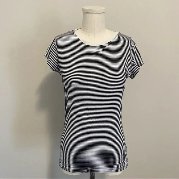 Aritzia The Group Babaton Lagarde Crew Neck T-Shirt Black and White Striped Tee - Picture 4 of 13
